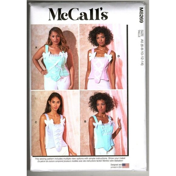 McCall's M8269 Misses 6 to 14 Corsets with A,B,C,D Cup  Uncut Sewing Pattern New - Picture 1 of 10
